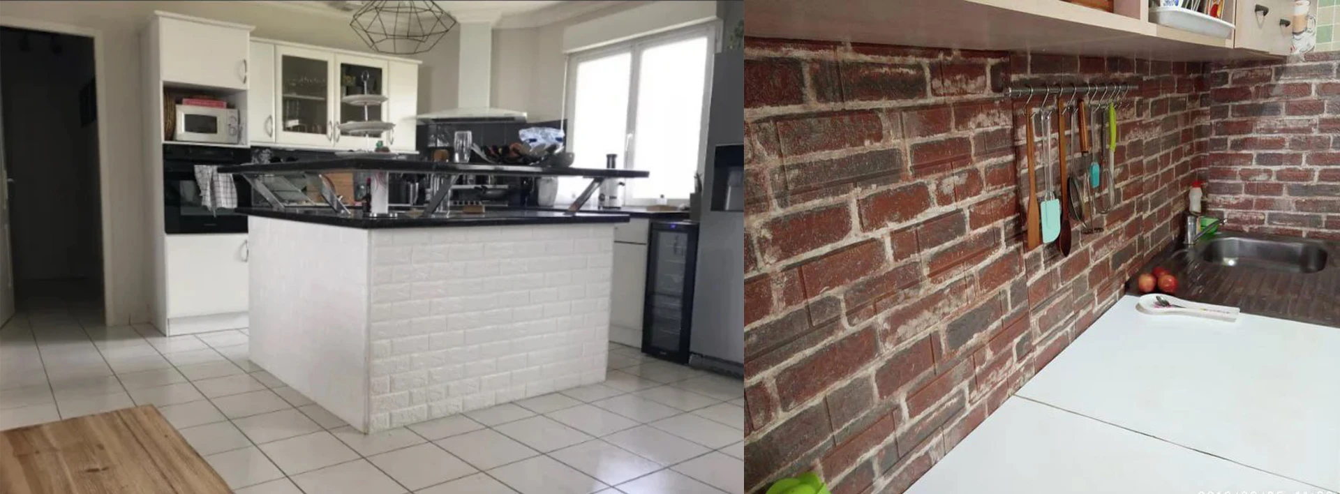 Стены на кухне из самоклеющихся панелей