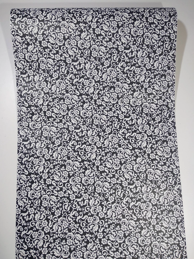 Самоклеюча плівка Patifix 45см х 1м 15-6485 (Чорно-білі квіти)