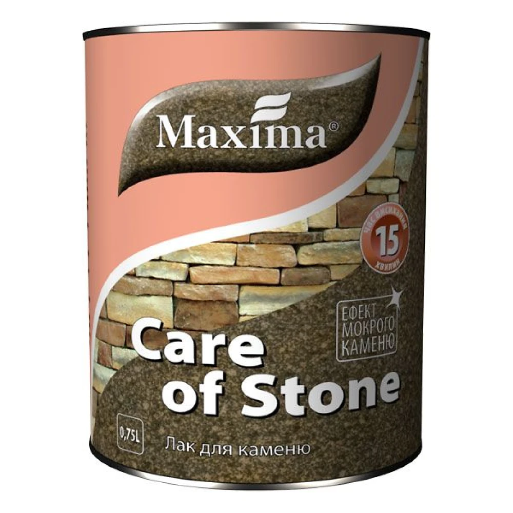 Лак для камня стирол-акриловый полуматовый Maxima 0,75 л