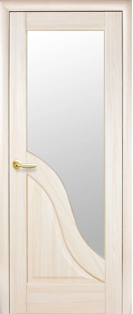 Двері  Маестра ясен Амата (зі склом сатин) ПВХ DeLuxe Новий стиль