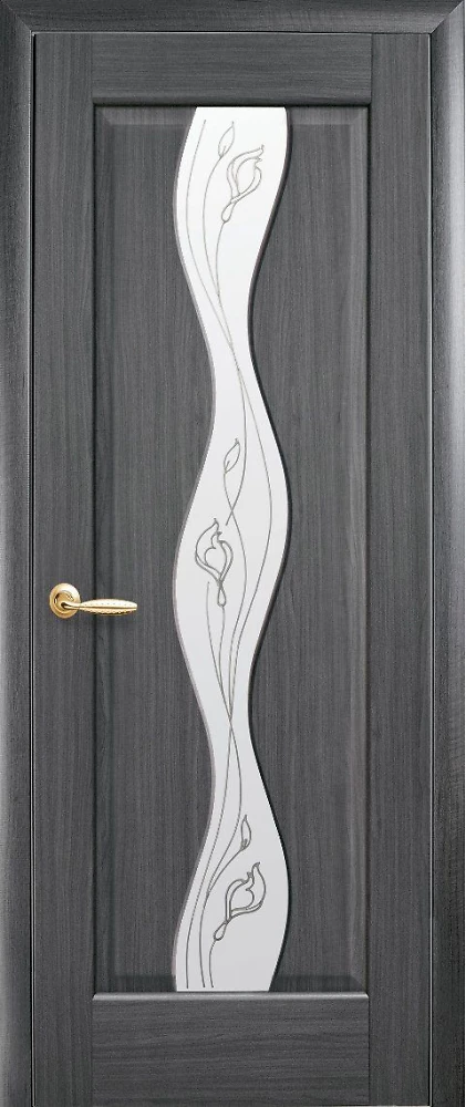 Дверь  Маэстра Р grey Волна (стекло сатин и рисунок2) ПВХ DeLuxe Новый стиль