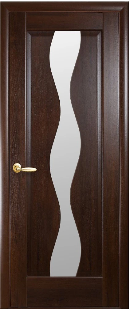 Дверь  Маэстра каштан Волна (со стеклом сатин) ПВХ DeLuxe Новый стиль