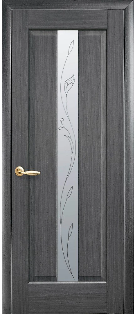 Двері  Маестра Р grey Прем'єра (скло сатин і малюнок2) ПВХ DeLuxe Новий стиль