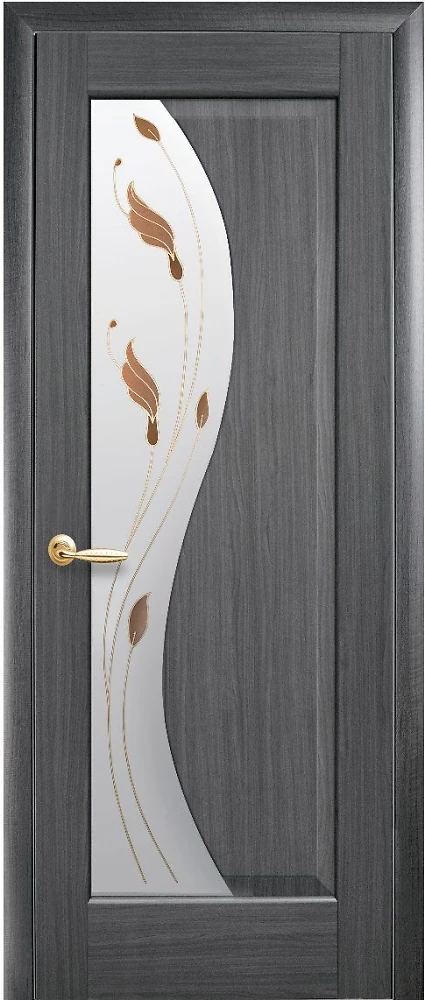 Дверь  Маэстра Р grey Эскада (стекло сатин и рисунок1) ПВХ DeLuxe Новый стиль