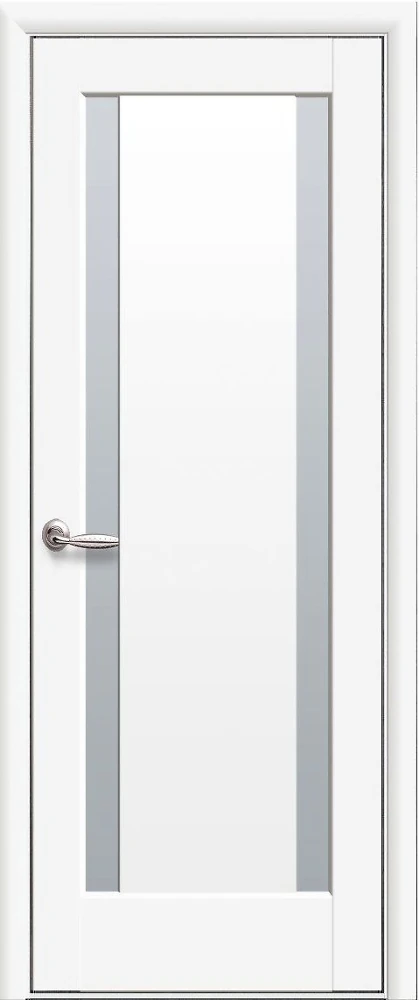 Двері  Ностра білий матовий Босса (зі склом сатин) ПВХ DeLuxe Новий стиль