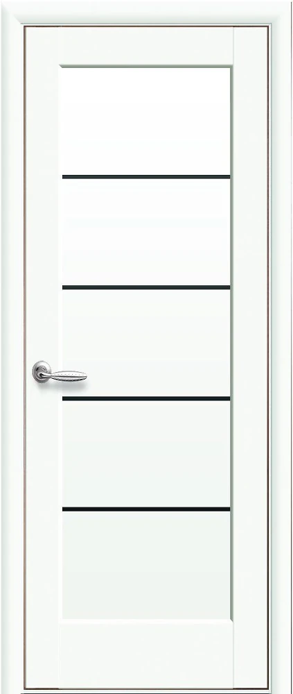 Двері Ностра Міра білий матовий (з чорним склом) Premium Новий стиль