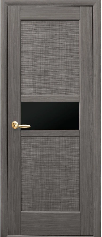 Дверь  Ностра grey Рифма (с чёрным стеклом) ПВХ DeLuxe Новый стиль