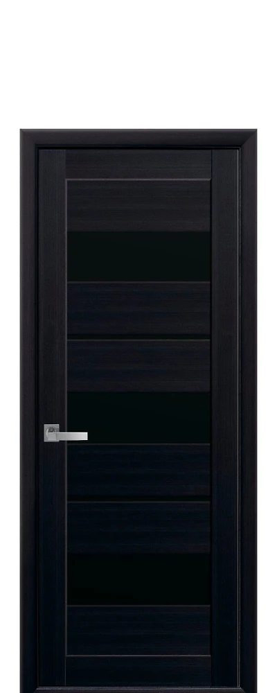 Дверь  Мода венге dewild Лилу (с чёрным стеклом) Экошпон Новый стиль