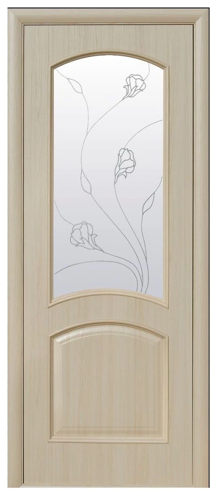 Дверь  Интера Р ясень Антре (стекло сатин и рисунок2) ПВХ DeLuxe Новый стиль