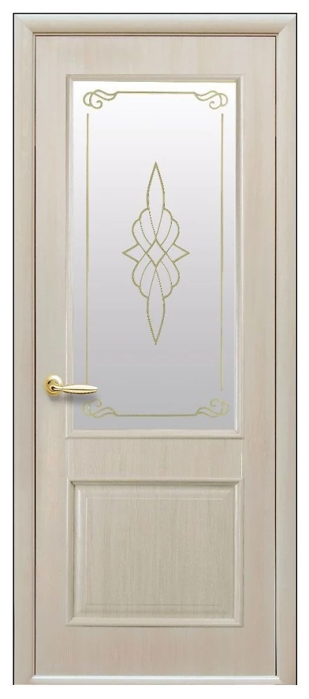Дверь  Интера Р ясень Вилла (стекло сатин и рисунок2) ПВХ DeLuxe Новый стиль