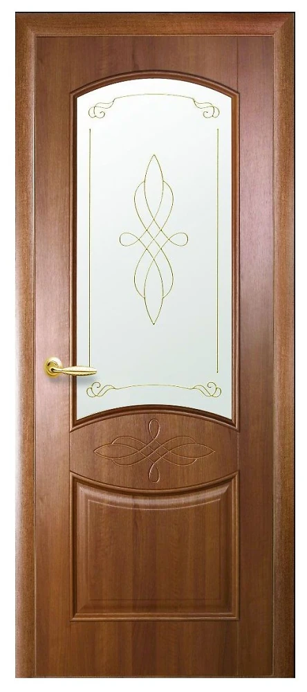 Дверь  Интера Р золотая ольха Донна (стекло сатин и рисунок2) ПВХ DeLuxe Новый стиль