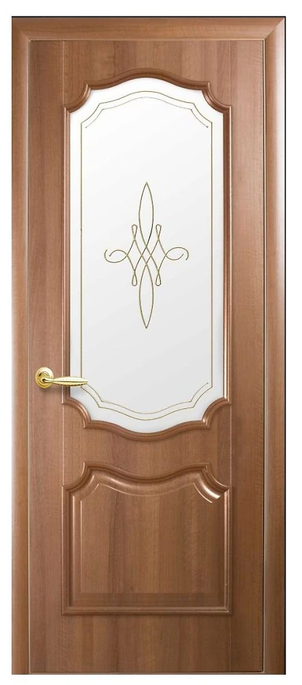 Дверь  Интера Р золотая ольха Рока (стекло сатин и рисунок2) ПВХ DeLuxe Новый стиль
