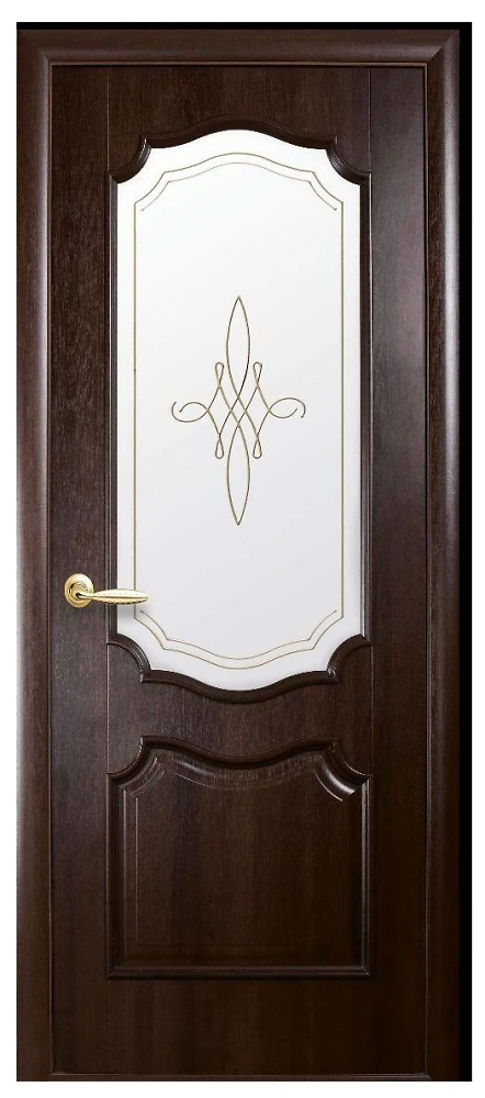 Дверь  Интера Р каштан Рока (стекло сатин и рисунок2) ПВХ DeLuxe Новый стиль