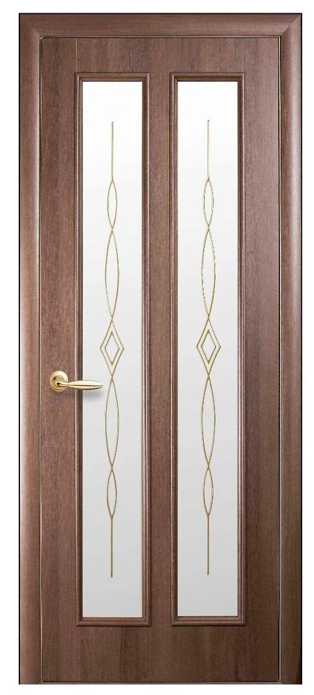 Дверь  Интера Р золотая ольха Стелла (стекло сатин и рисунок2) ПВХ DeLuxe Новый стиль