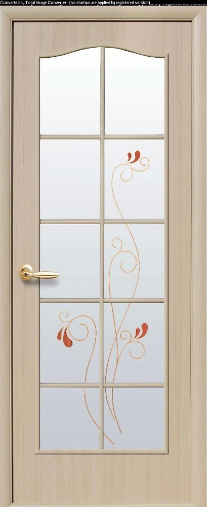 Дверь  Фортис Р ясень Классик (стекло сатин-витраж и рисунок1) ПВХ DeLuxe Новый стиль