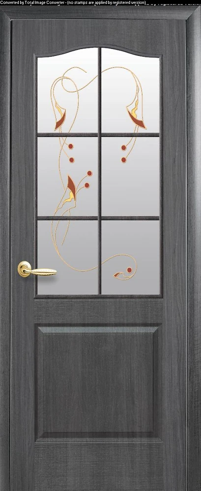 Дверь  Фортис Р grey Классик (стекло сатин и рисунок1) ПВХ DeLuxe Новый стиль