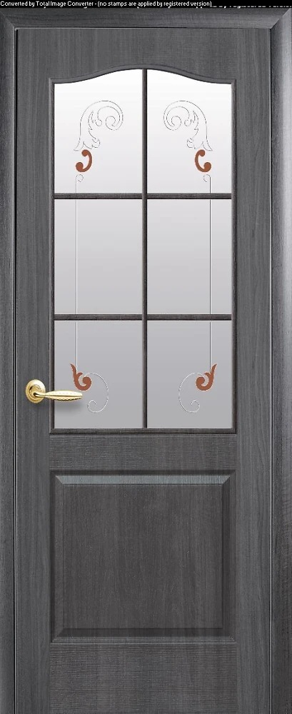 Дверь  Фортис Р grey Классик (стекло сатин и рисунок2) ПВХ DeLuxe Новый стиль