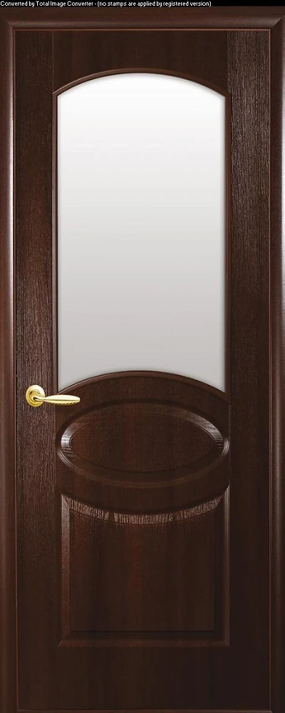 Дверь  Фортис каштан Овал (со стеклом сатин) ПВХ DeLuxe Новый стиль