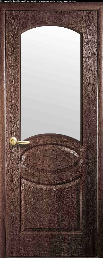 Дверь  Фортис орех premium Овал (со стеклом сатин) ПВХ DeLuxe Новый стиль