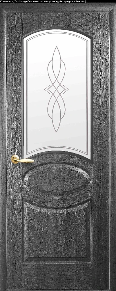 Дверь  Фортис Р grey Овал (стекло сатин и рисунок1) ПВХ DeLuxe Новый стиль