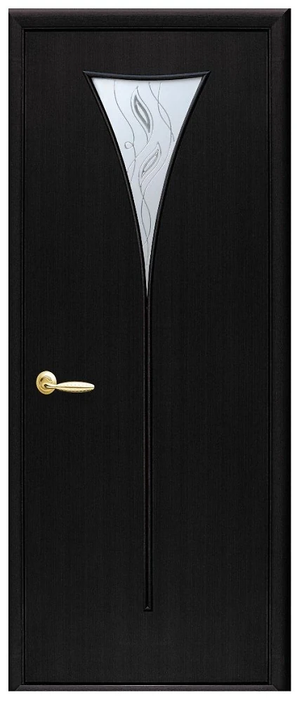 Дверь  Модерн Р венге Бора (стекло сатин и рисунок3) ПВХ DeLuxe Новый стиль