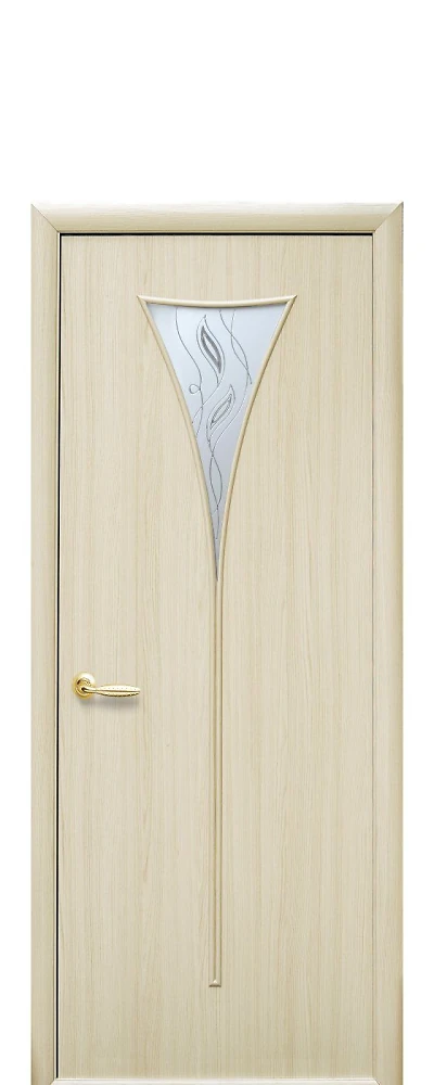 Дверь  Модерн Р ясень Бора (стекло сатин и рисунок3) ПВХ DeLuxe Новый стиль