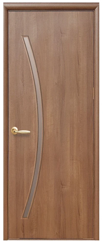 Дверь Модерн Дива золотая ольха (со стеклом сатин) ПВХ DeLuxe Новый стиль