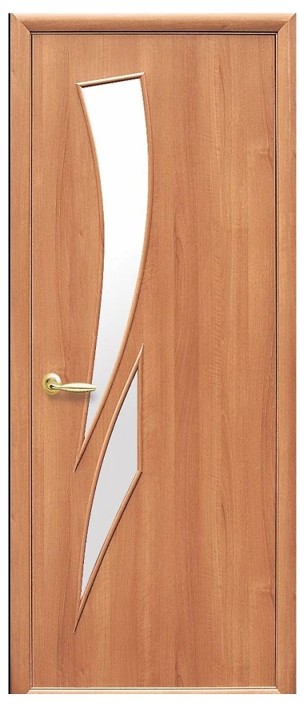 Двері Модерн Камея золота вільха (зі склом сатин) ПВХ DeLuxe Новий стиль