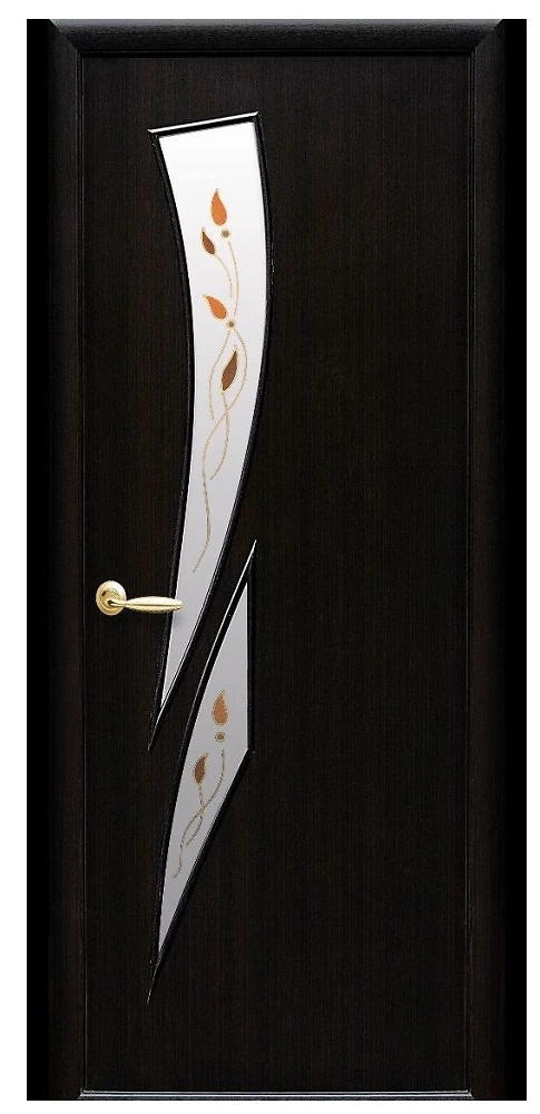 Дверь  Модерн Р венге dewild Камея (стекло сатин и рисунок1) Экошпон Новый стиль