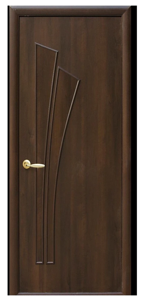 Дверь  Модерн орех premium Лииля (глухая) ПВХ DeLuxe Новый стиль