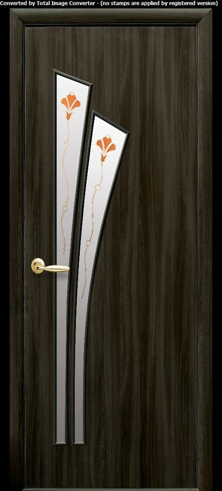 Дверь  Модерн Р кедр Лилия (стекло сатин и рисунок2) Экошпон Новый стиль