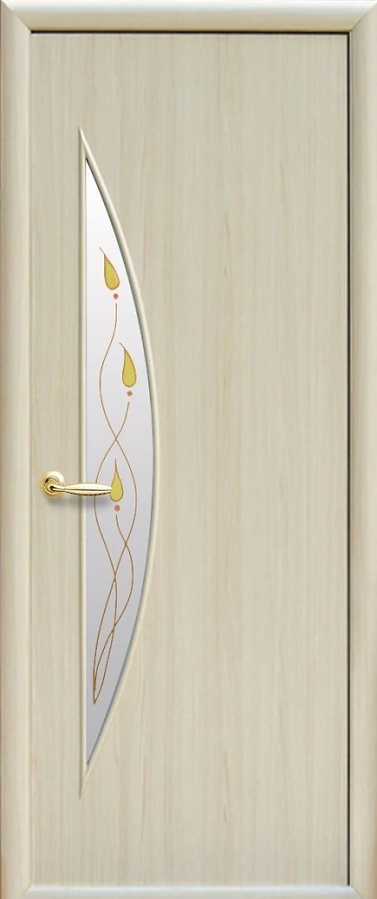 Дверь  Модерн Р ясень Луна (стекло сатин и рисунок1) ПВХ DeLuxe Новый стиль