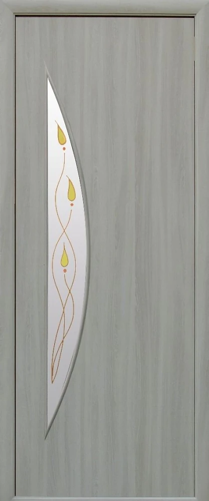 Дверь  Модерн Р ясень патина Луна (стекло сатин и рисунок1) Экошпон Новый стиль