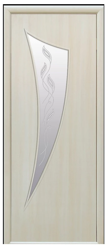 Дверь  Модерн Р дуб жемчужный Парус (стекло сатин и рисунок3) Экошпон Новый стиль
