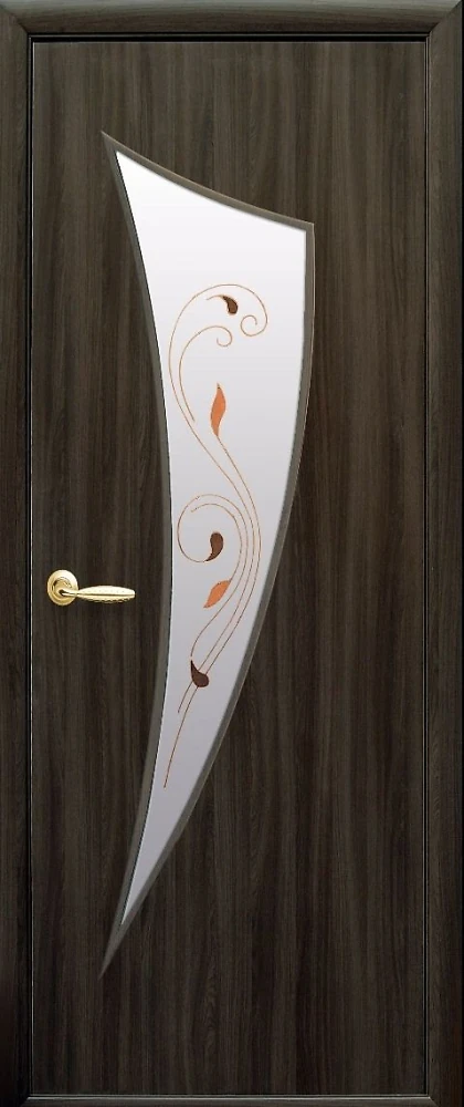 Дверь  Модерн Р кедр Парус (стекло сатин и рисунок1) Экошпон Новый стиль