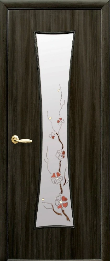 Дверь  Модерн Р кедр Часы (стекло сатин и рисунок1) Экошпон Новый стиль