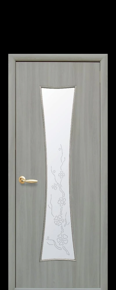 Дверь  Модерн Р ясень патина Часы (стекло сатин и рисунок4) Экошпон Новый стиль