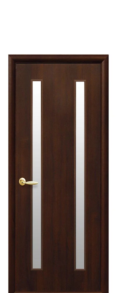 Дверь  Квадра орех premium Вера (со стеклом сатин) ПВХ DeLuxe Новый стиль