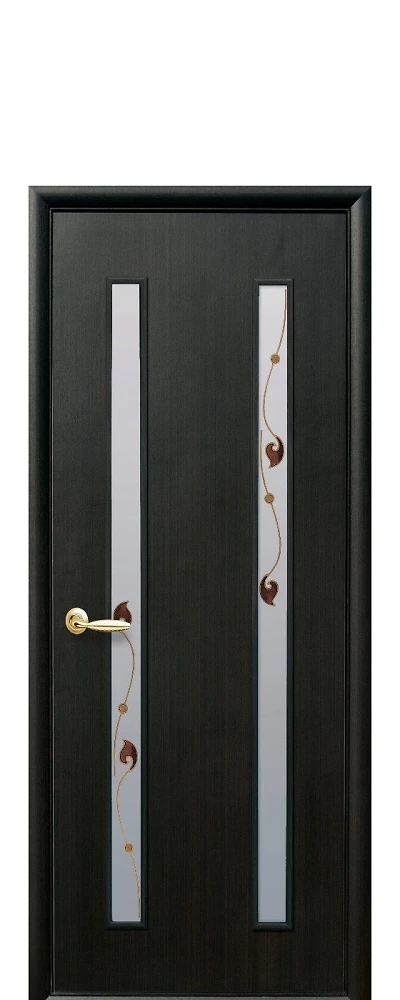 Дверь  Квадра Р венге Вера (стекло сатин и рисунок3) ПВХ DeLuxe Новый стиль