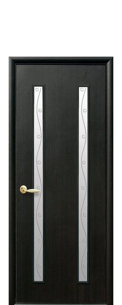 Дверь  Квадра Р венге Вера (стекло сатин и рисунок4) ПВХ DeLuxe Новый стиль