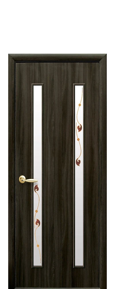 Дверь  Квадра Р кедр Вера (стекло сатин и рисунок3) Экошпон Новый стиль