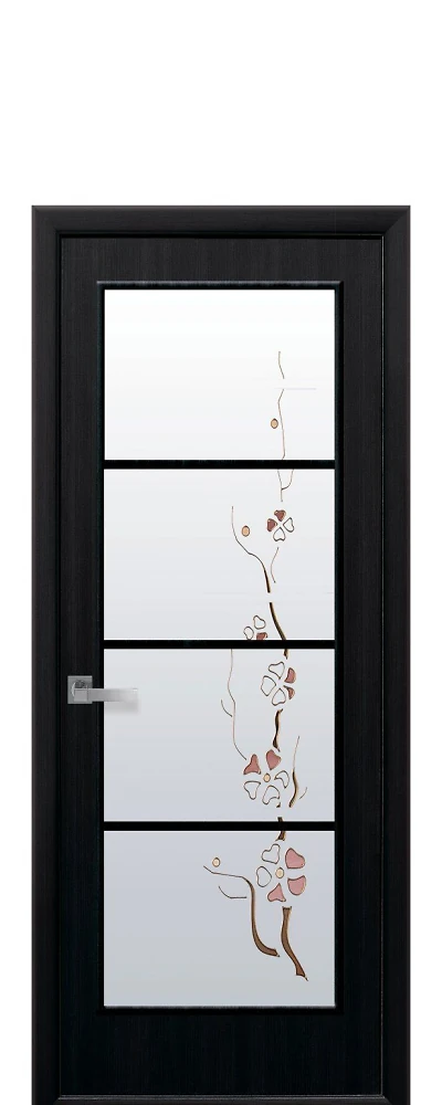 Дверь  Квадра Р венге dewild Виктория (стекло сатин и рисунок3) Экошпон Новый стиль