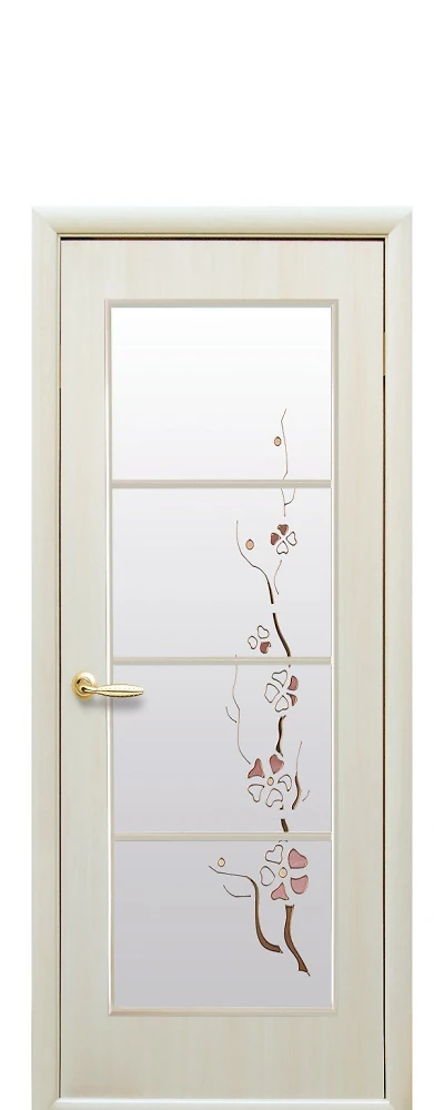 Дверь  Квадра Р дуб жемчужный Виктория (стекло сатин и рисунок3) Экошпон Новый стиль