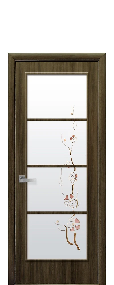 Двері  Квадра Р кедр Вікторія (скло сатин і малюнок3) Екошпон Новий стиль