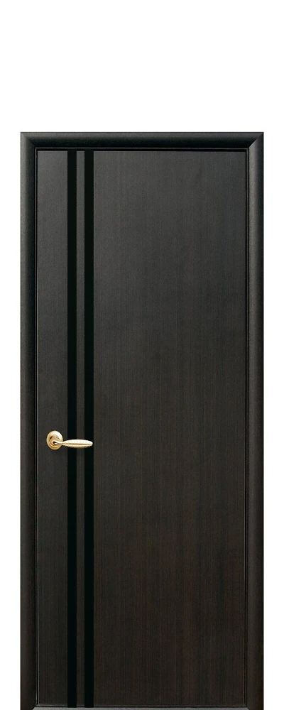 Дверь  Квадра венге Вита (с чёрным стеклом) ПВХ DeLuxe Новый стиль