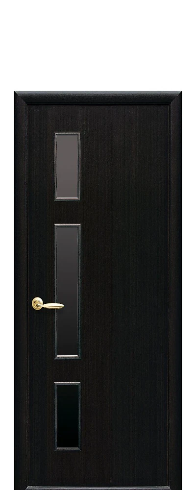 Двері  Квадра венге Герда (з чорним склом) ПВХ DeLuxe Новий стиль