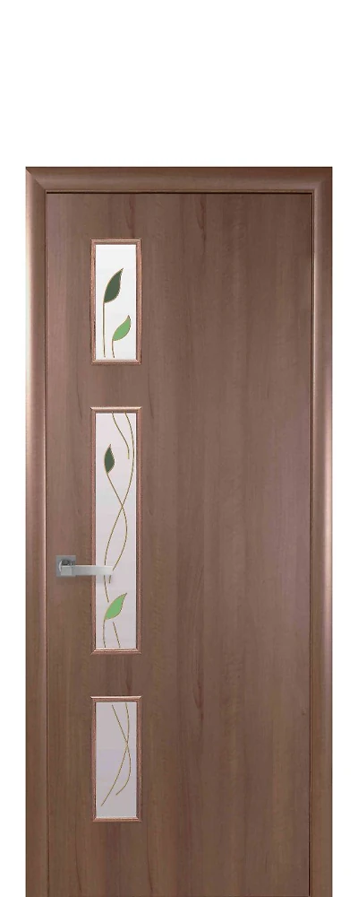 Дверь  Квадра Р золотая ольха Герда (стекло сатин и рисунок1) ПВХ DeLuxe Новый стиль