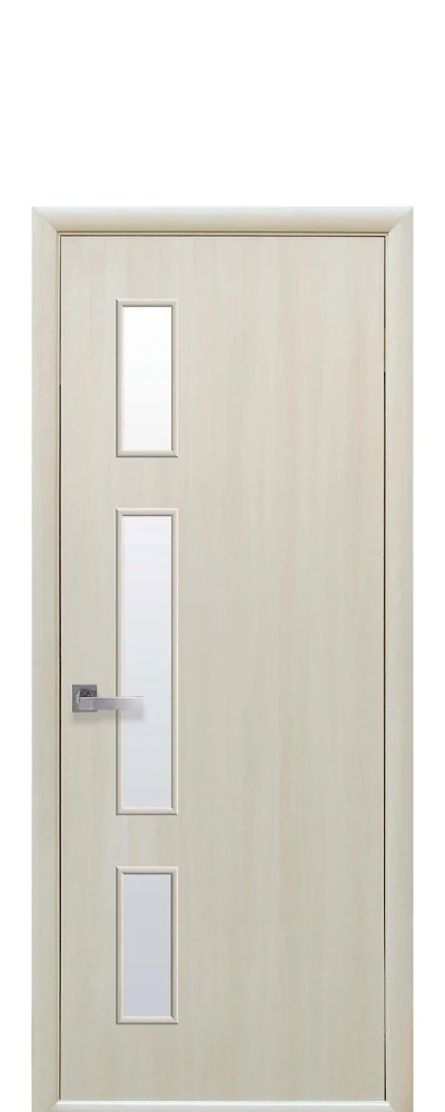 Двері  Квадра дуб перловий Герда (зі склом сатин) Екошпон Новий стиль