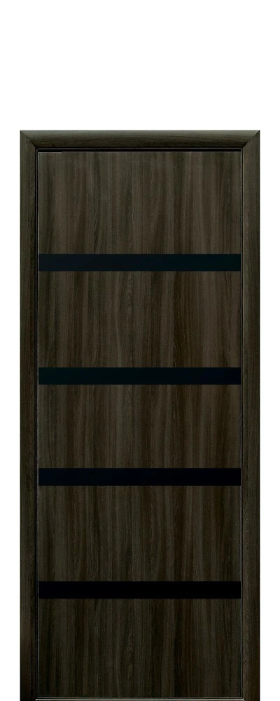 Дверь  Квадра кедр Нота (с чёрным стеклом) Экошпон Новый стиль