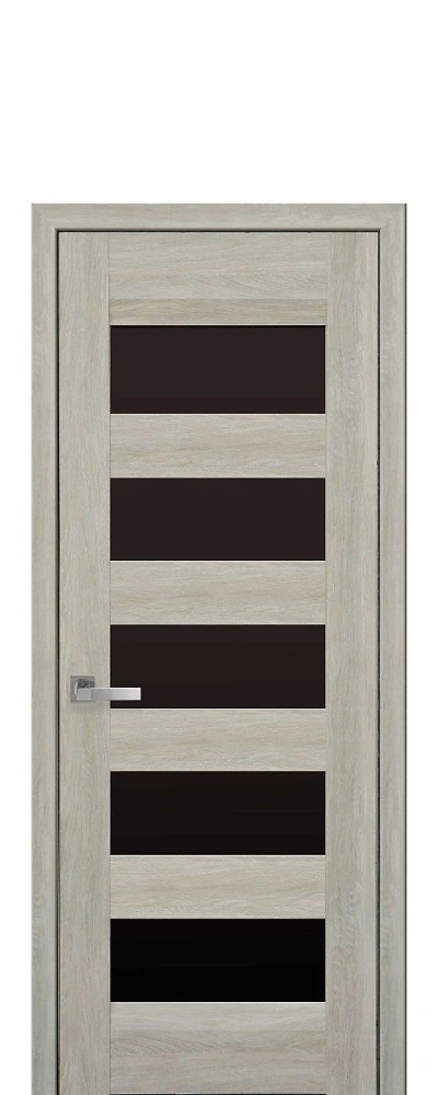 Двері  Лайт дуб сицилія Бронкс (з чорним склом) Нано Флекс Новий стиль